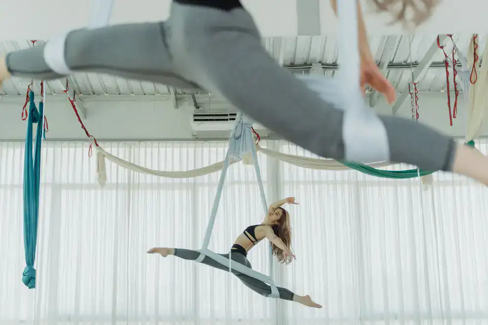 Aerial hoop class in progress